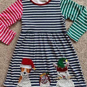 Christmas Appliqué Long Sleeve Jersey Dress (Size 6-7Y)